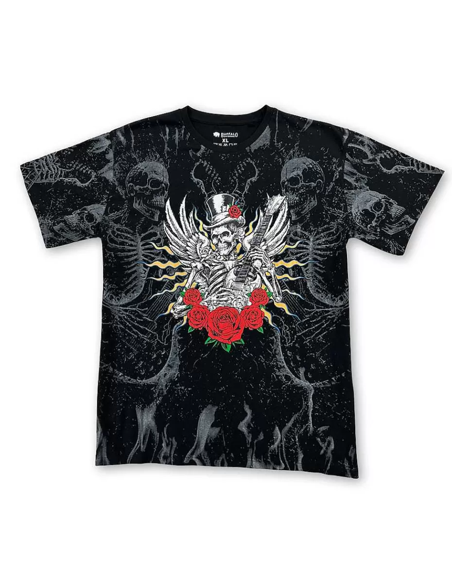 Cheap ® Workwear Roadwear Collection Men's All Over Printed T-Shirt-Rock & Rose Men Roadwear