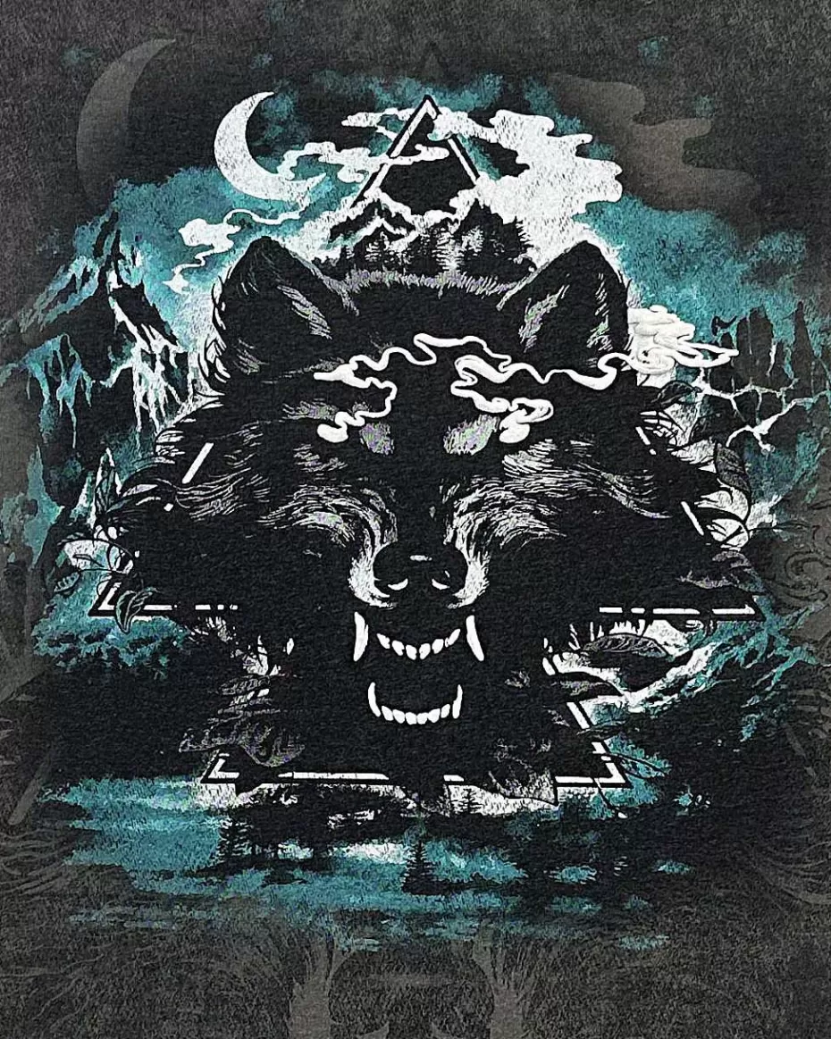 Cheap ® Workwear Roadwear Collection Men's All Over Printed T-Shirt-Wolf Mountain Men Roadwear