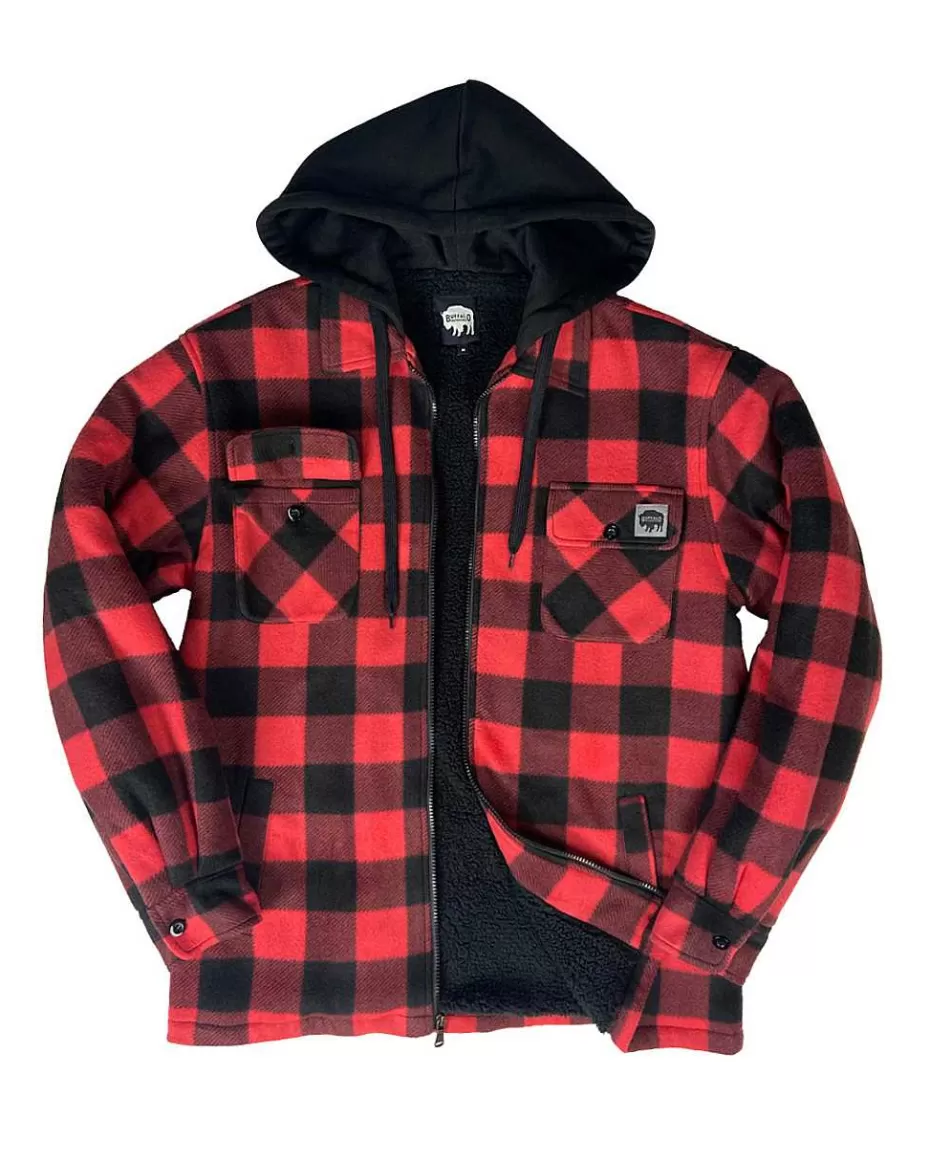 Best Sale ® Workwear Sherpa Lined Hooded Fleece-Buffalo Plaid Men Hoodies & Sweatshirts For Men