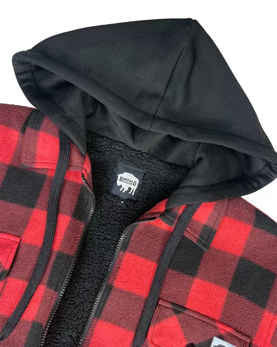 Best Sale ® Workwear Sherpa Lined Hooded Fleece-Buffalo Plaid Men Hoodies & Sweatshirts For Men