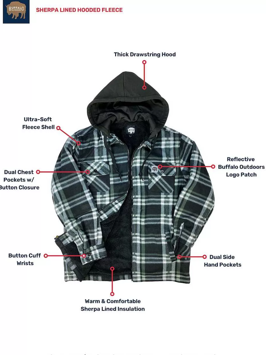 Best Sale ® Workwear Sherpa Lined Hooded Fleece-Buffalo Plaid Men Hoodies & Sweatshirts For Men