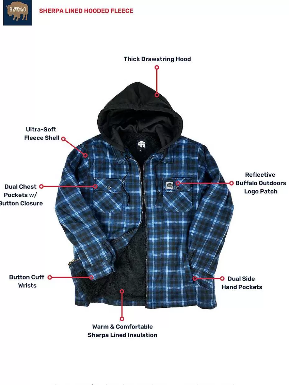 Clearance ® Workwear Sherpa Lined Hooded Fleece-Navy Plaid Men Hoodies & Sweatshirts For Men