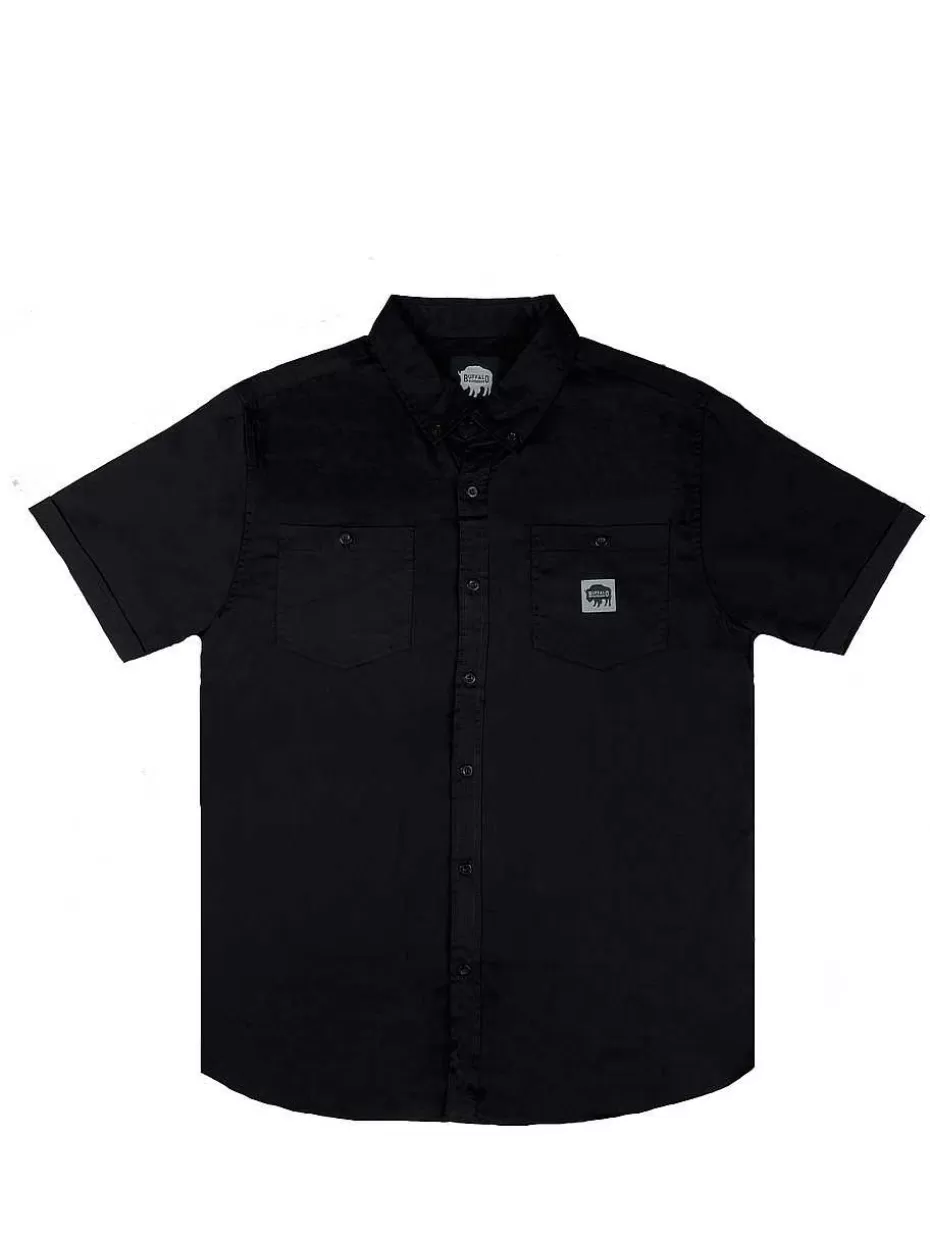 Clearance ® Workwear Short Sleeve Button Down Twill Work Shirt-Black Men Button Down Shirts