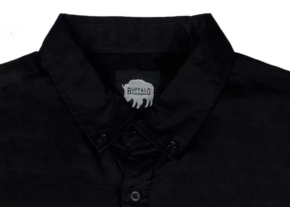 Clearance ® Workwear Short Sleeve Button Down Twill Work Shirt-Black Men Button Down Shirts