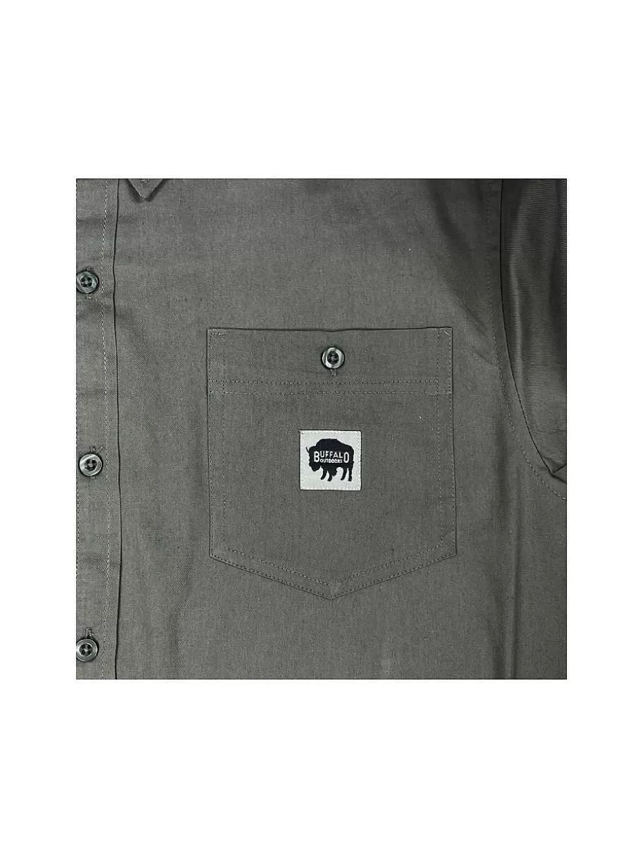 Best Sale ® Workwear Short Sleeve Button Down Twill Work Shirt-Granite Grey Men Button Down Shirts