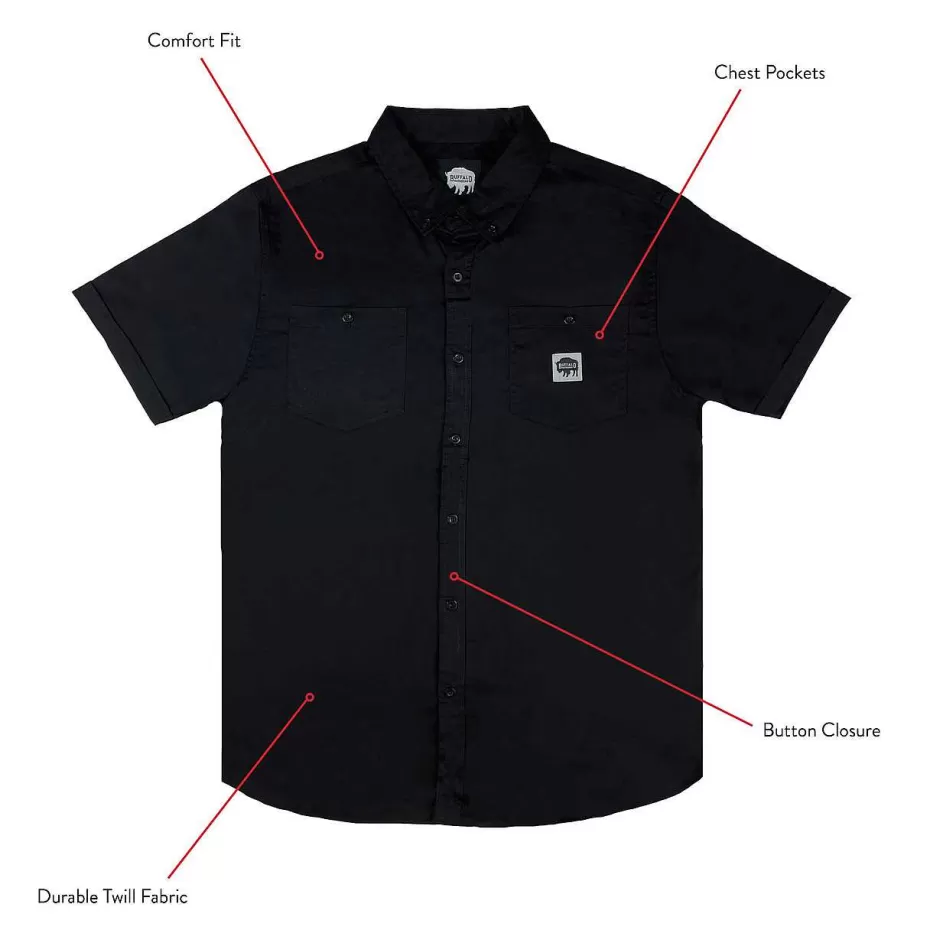 Best Sale ® Workwear Short Sleeve Button Down Twill Work Shirt-Granite Grey Men Button Down Shirts