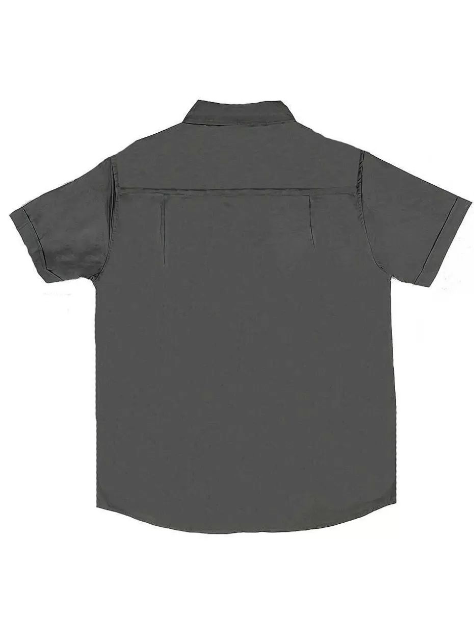 Best Sale ® Workwear Short Sleeve Button Down Twill Work Shirt-Granite Grey Men Button Down Shirts