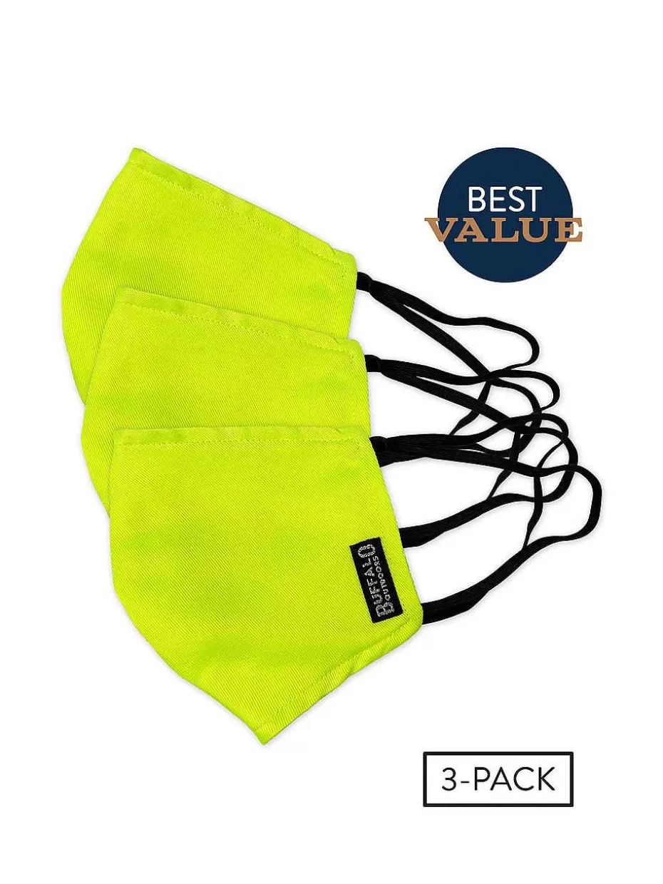 Fashion ® Workwear Washable Face Cover 3-Pack-Hi Vis Yellow Accessories Face Covers