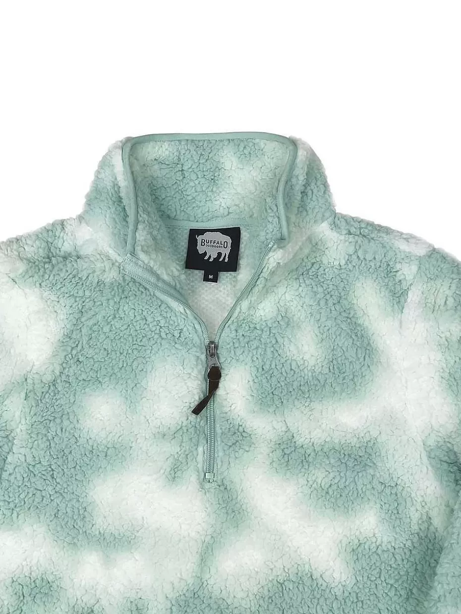 Discount ® Workwear Women's 1/4 Zip Tie-Dye Sherpa-Hazy Blue Women Tops