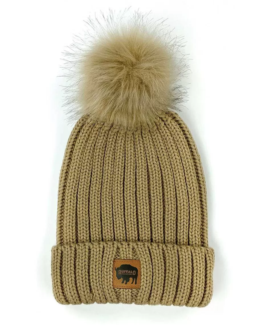 Outlet ® Workwear Women's Chunky Knit Pom Hat- Tan Women Hats