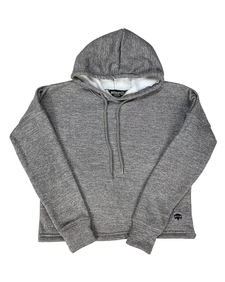 Online ® Workwear Women's Cropped Hooded Sweatshirt- Heather Grey Women Tops