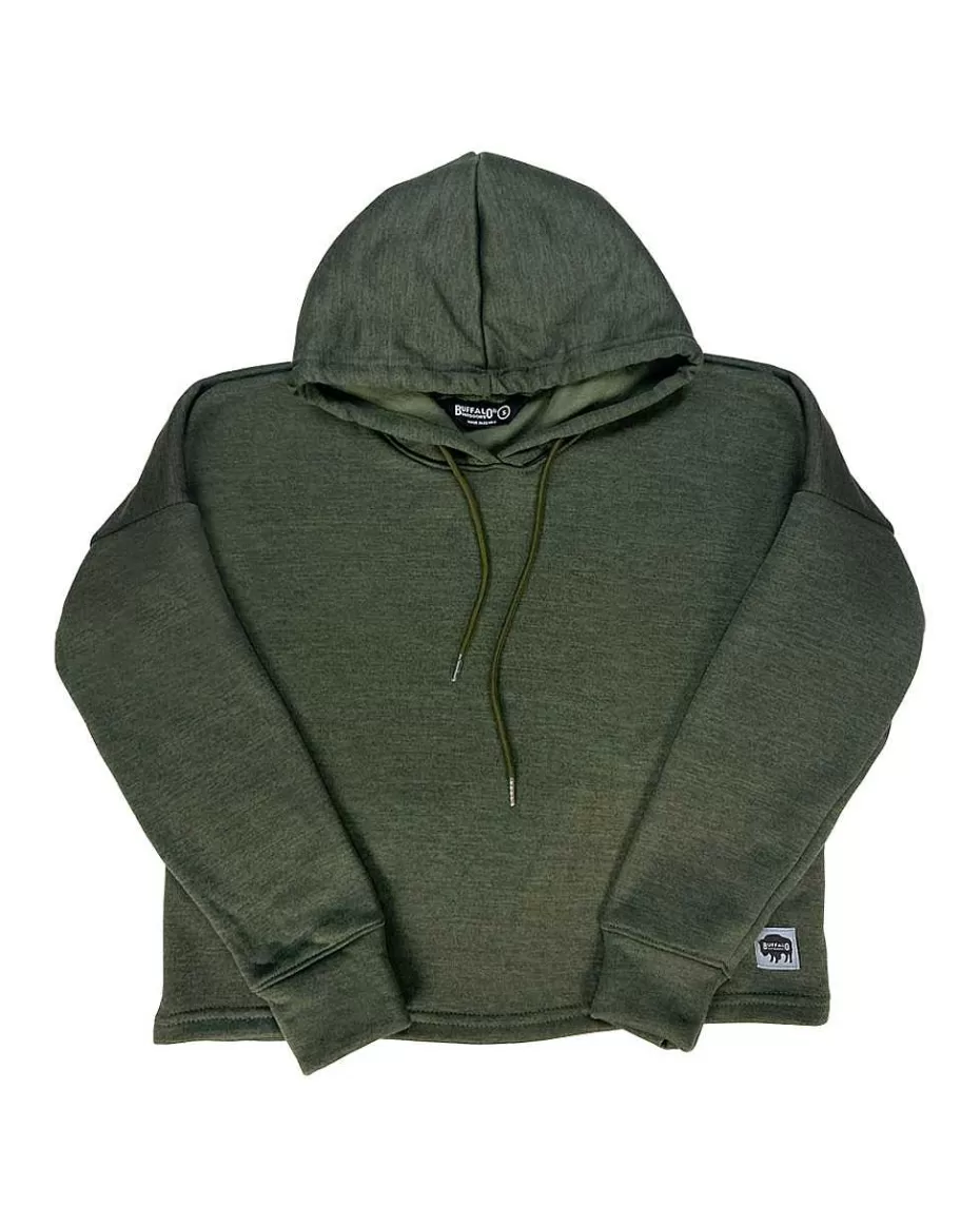 Cheap ® Workwear Women's Cropped Hoodie Sweatshirt- Olive Green Women Tops