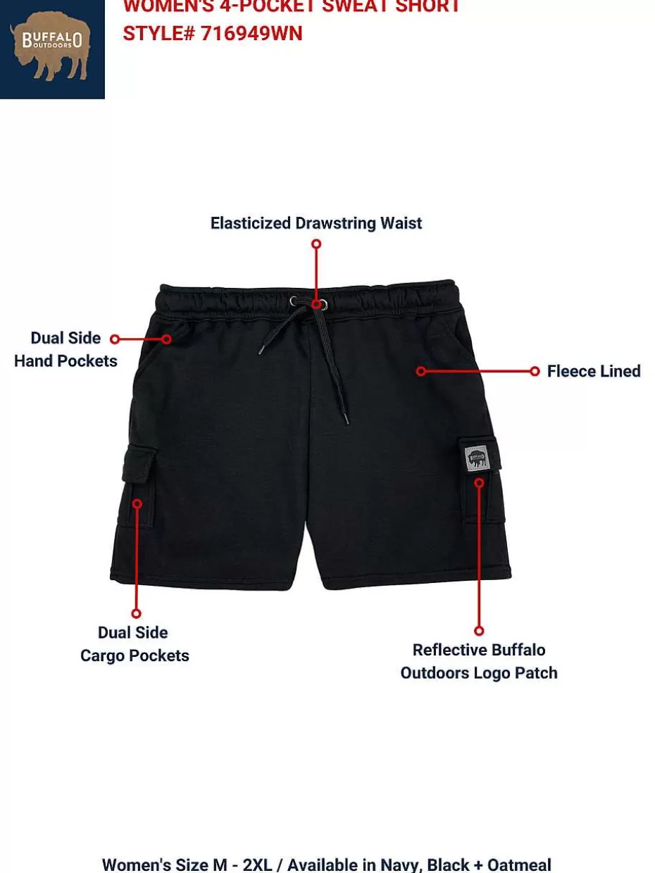 Best Sale ® Workwear Women's Four-Pocket Sweat Short-Black Women Bottoms