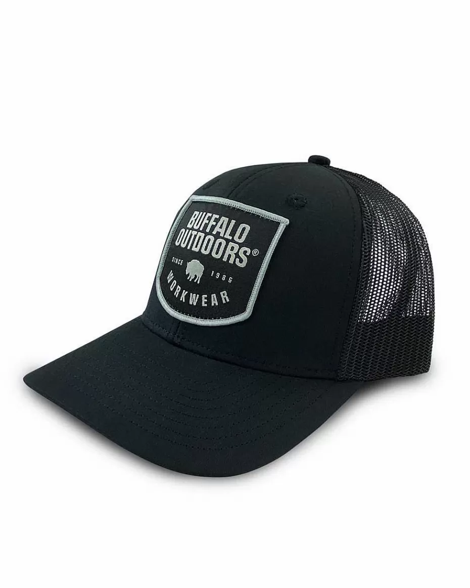 Flash Sale ® Workwear Woven Color Patch Trucker Hat-Black Accessories Trucker Hats