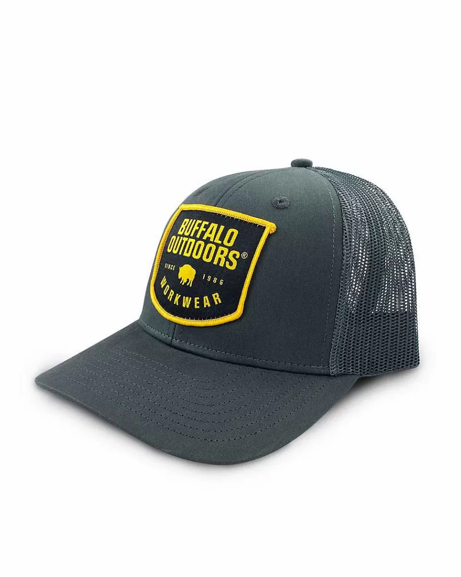 Store ® Workwear Woven Color Patch Trucker Hat-Charcoal Accessories Trucker Hats